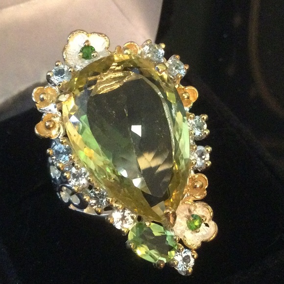Sensational Genuine Lemon Quartz with Peridot, Topaz & Russian Chrome Diopside - Picture 2 of 12